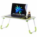 Basicwise 10.75 x 15.5 x 23.5 in. Bed Tray Laptop Foldable Kids Lap Desk Homework Table, Green BA435571